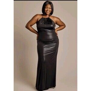 David's Bridal Galina Signature Foil Jersey Sheath Dress Gown Sz 20 Crystal Back